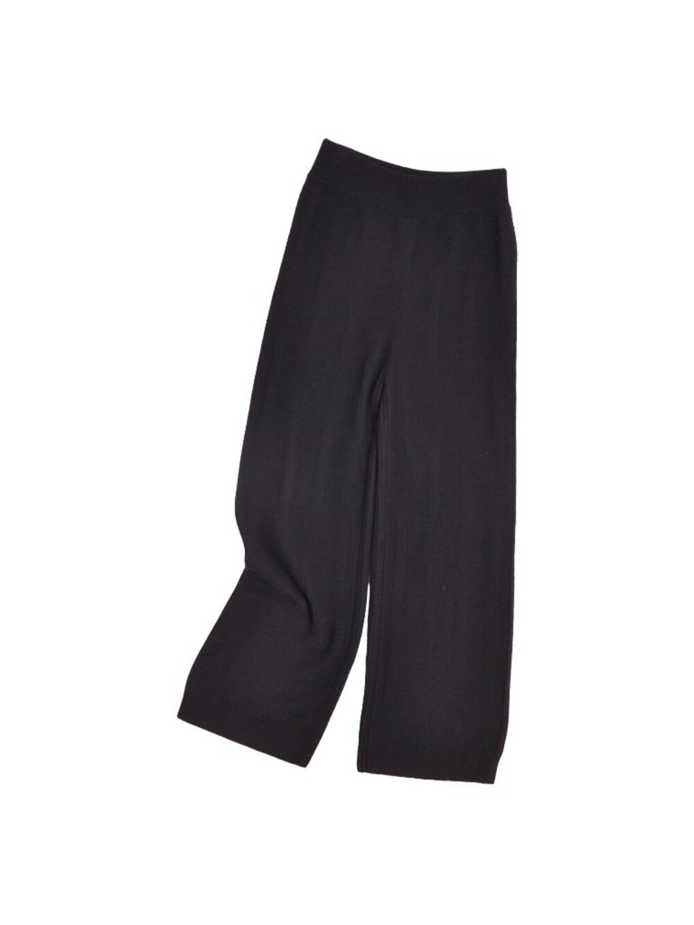 Hermes Pants Knit H Logo Pattern Long Easy Wool Black 34